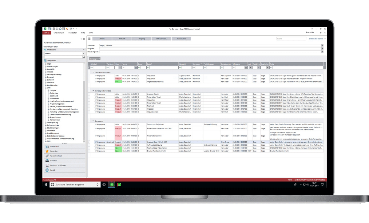 Sage 100 xRM – integriertes Kontakt-, Vertriebs-, Projekt- und Servicemanagement